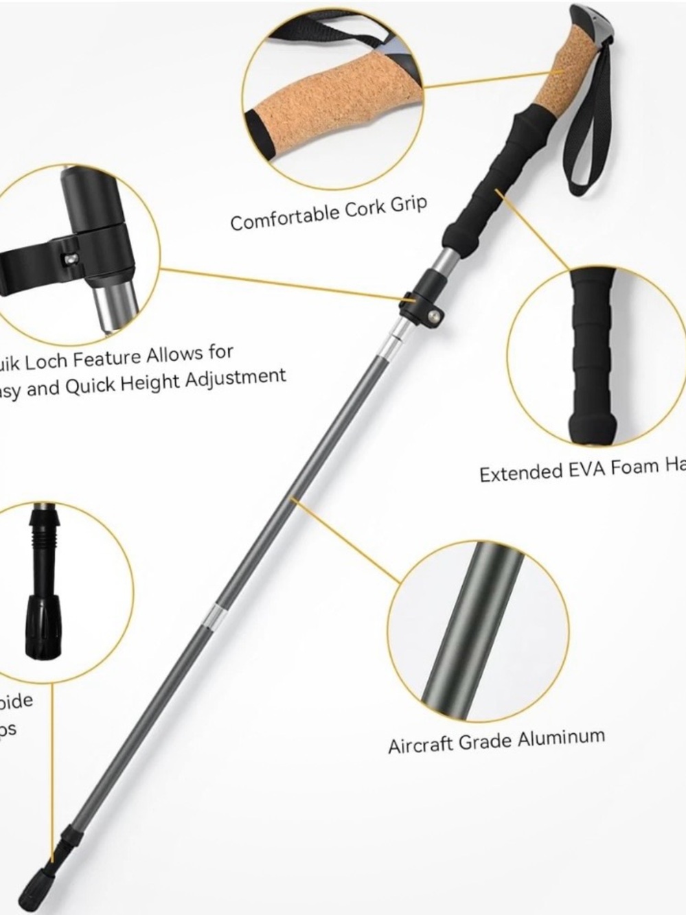 Lightweight Collapsible Trekking Poles - Gray - Picture 3 of 7